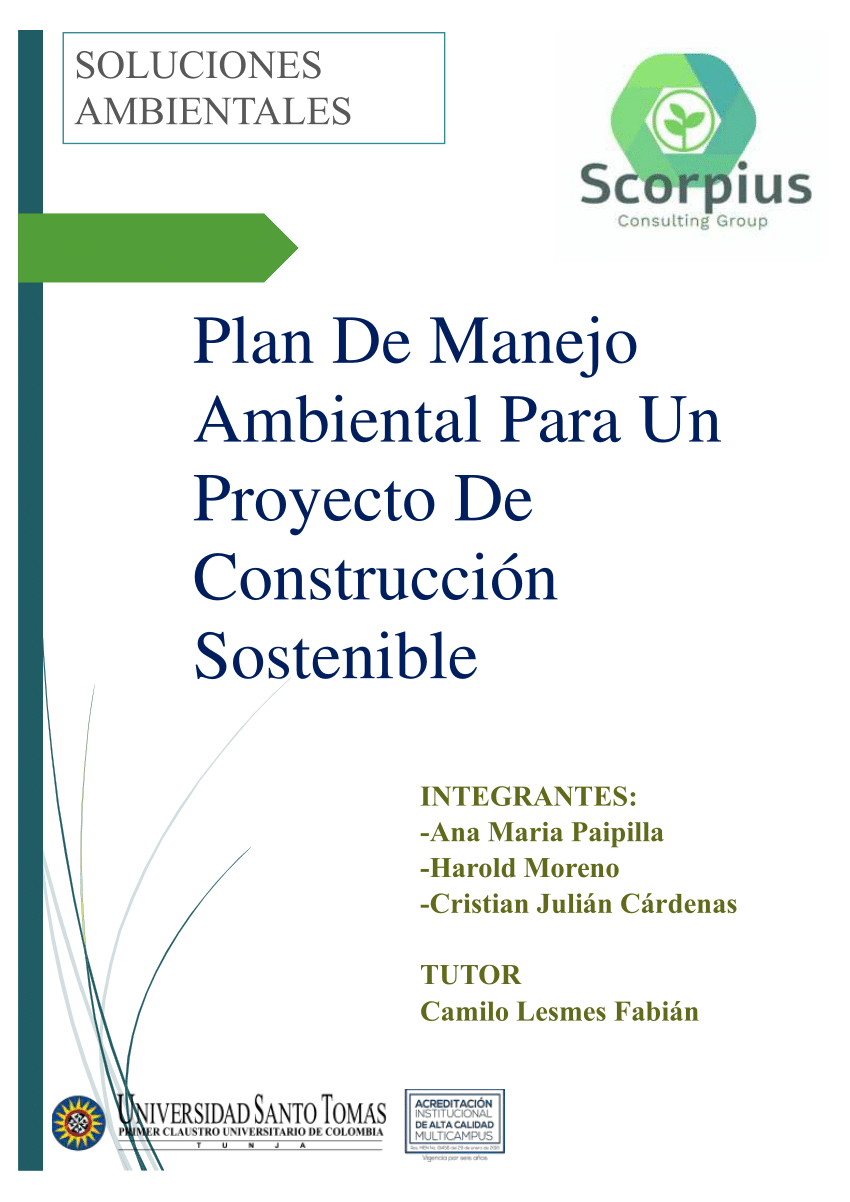 Pdf Environmental Management In Sustainable Construction Plan De