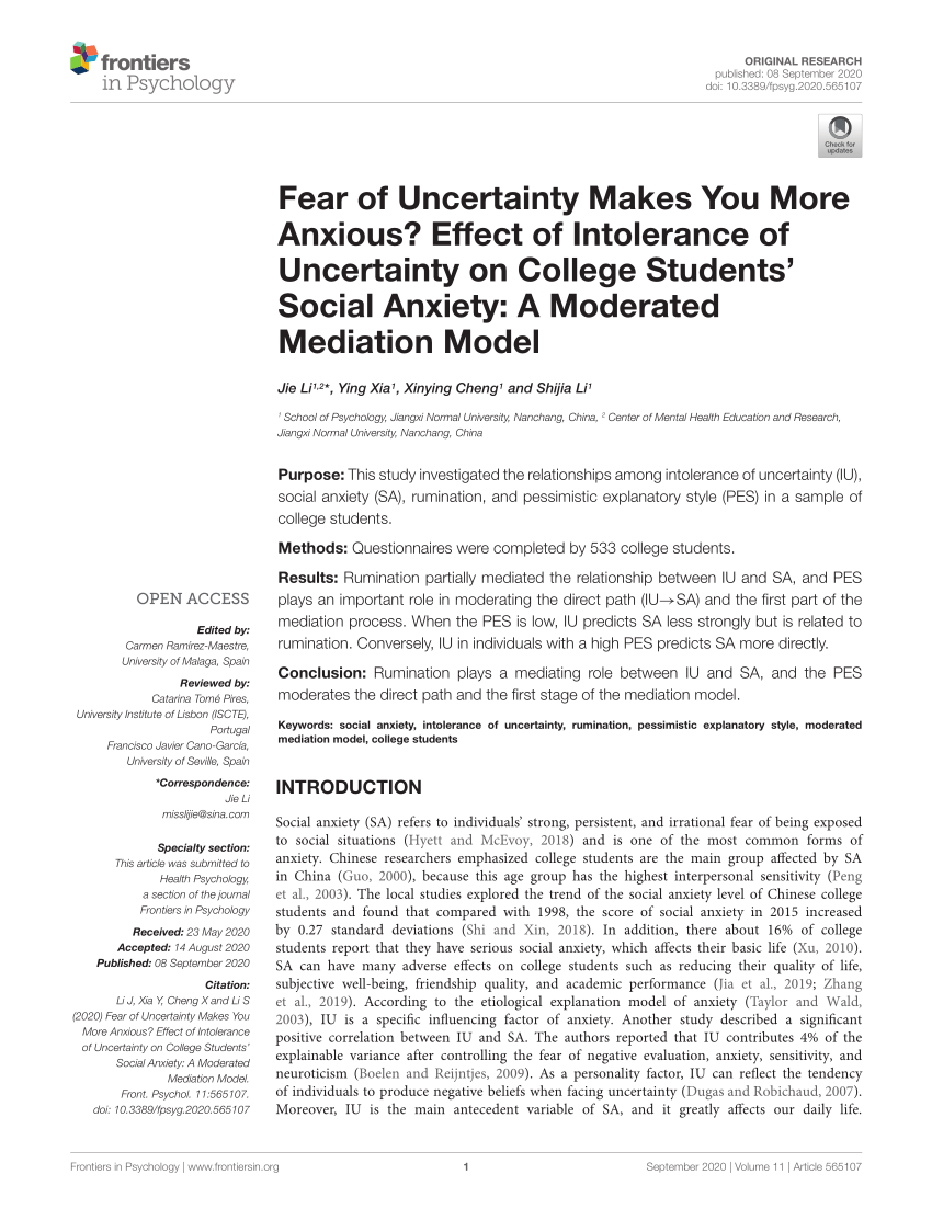 fear of uncertainty essay