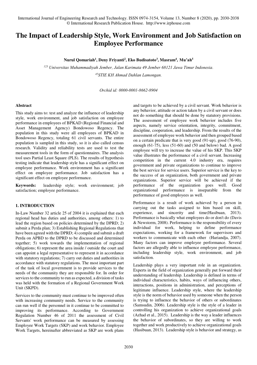 impact of job satisfaction on employee performance thesis pdf