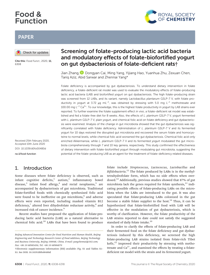 (PDF) Screening of folate-producing lactic acid bacteria ...