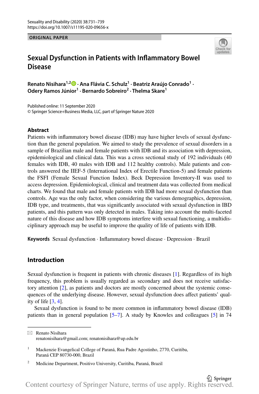 Sexual Dysfunction in Patients with Inflammatory Bowel Disease