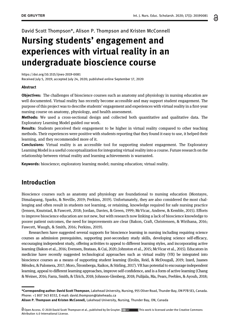 PDF) Nursing students' engagement and experiences with virtual