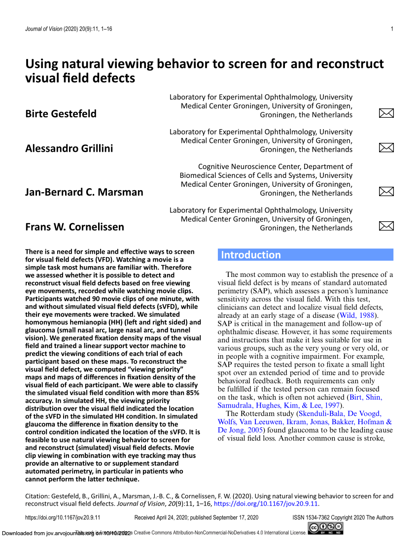 Frontiers  Opportunities and Limitations of a Gaze-Contingent Display to  Simulate Visual Field Loss in Driving Simulator Studies