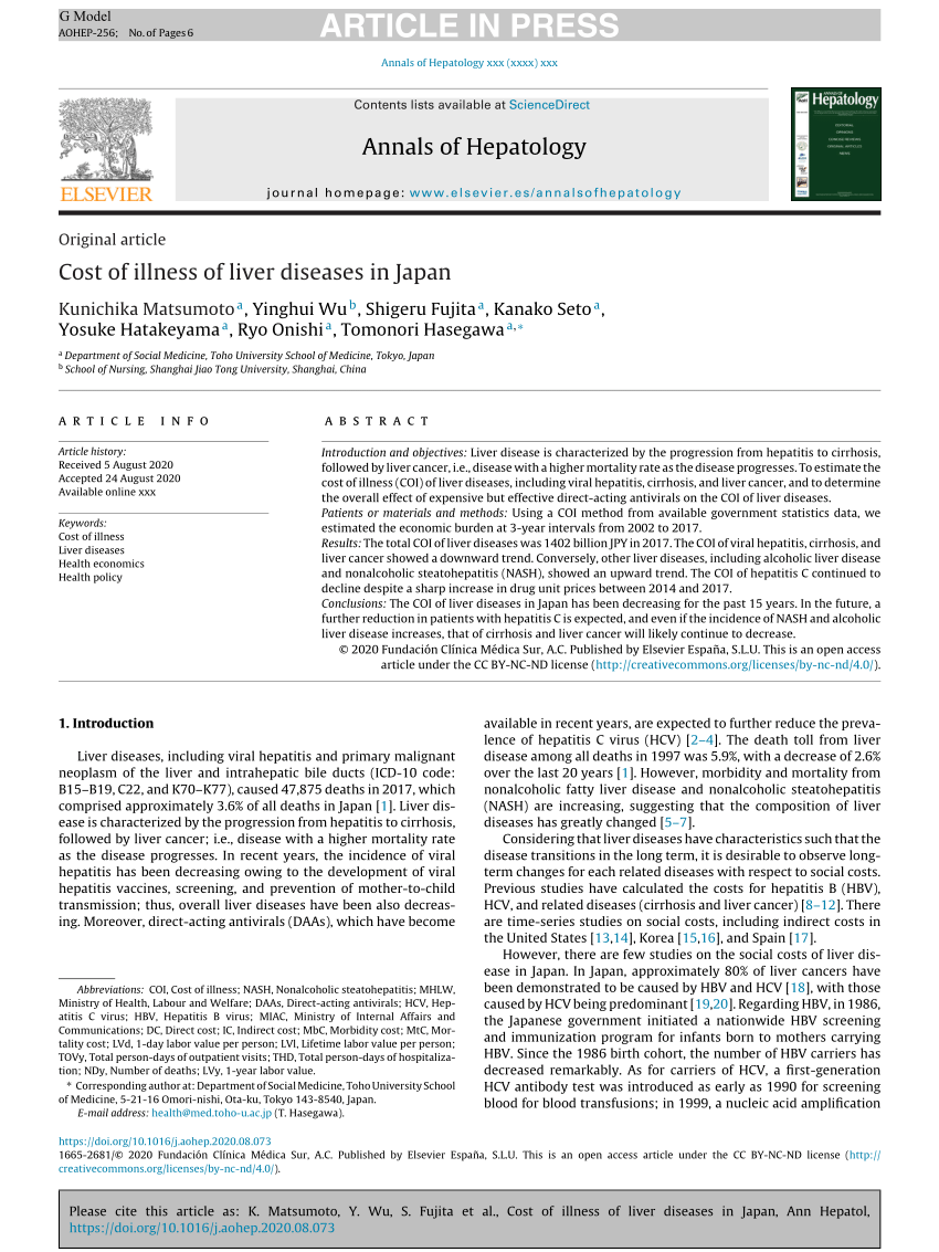 PDF) Cost of illness of liver diseases in Japan