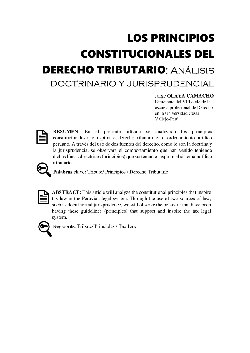 Delegación Emborracharse Descripción PDF) LOS PRINCIPIOS CONSTITUCIONALES DEL DERECHO TRIBUTARIO: Análisis  doctrinario y jurisprudencial