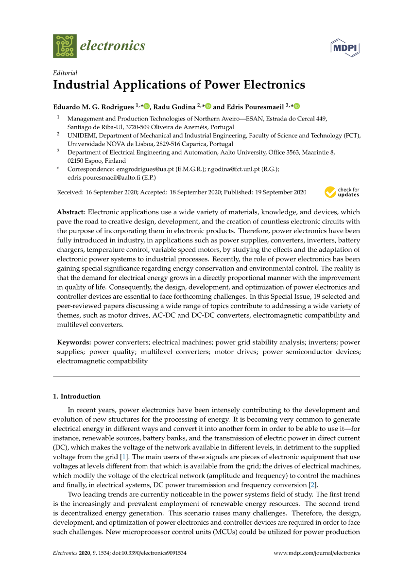 PDF) Industrial Applications of Power Electronics