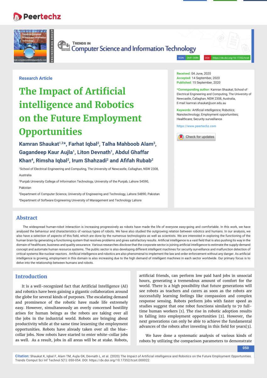 artificial intelligence and robotics research paper