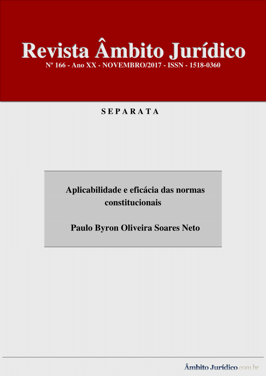 PDF) Aplicabilidade e eficácia das normas constitucionais