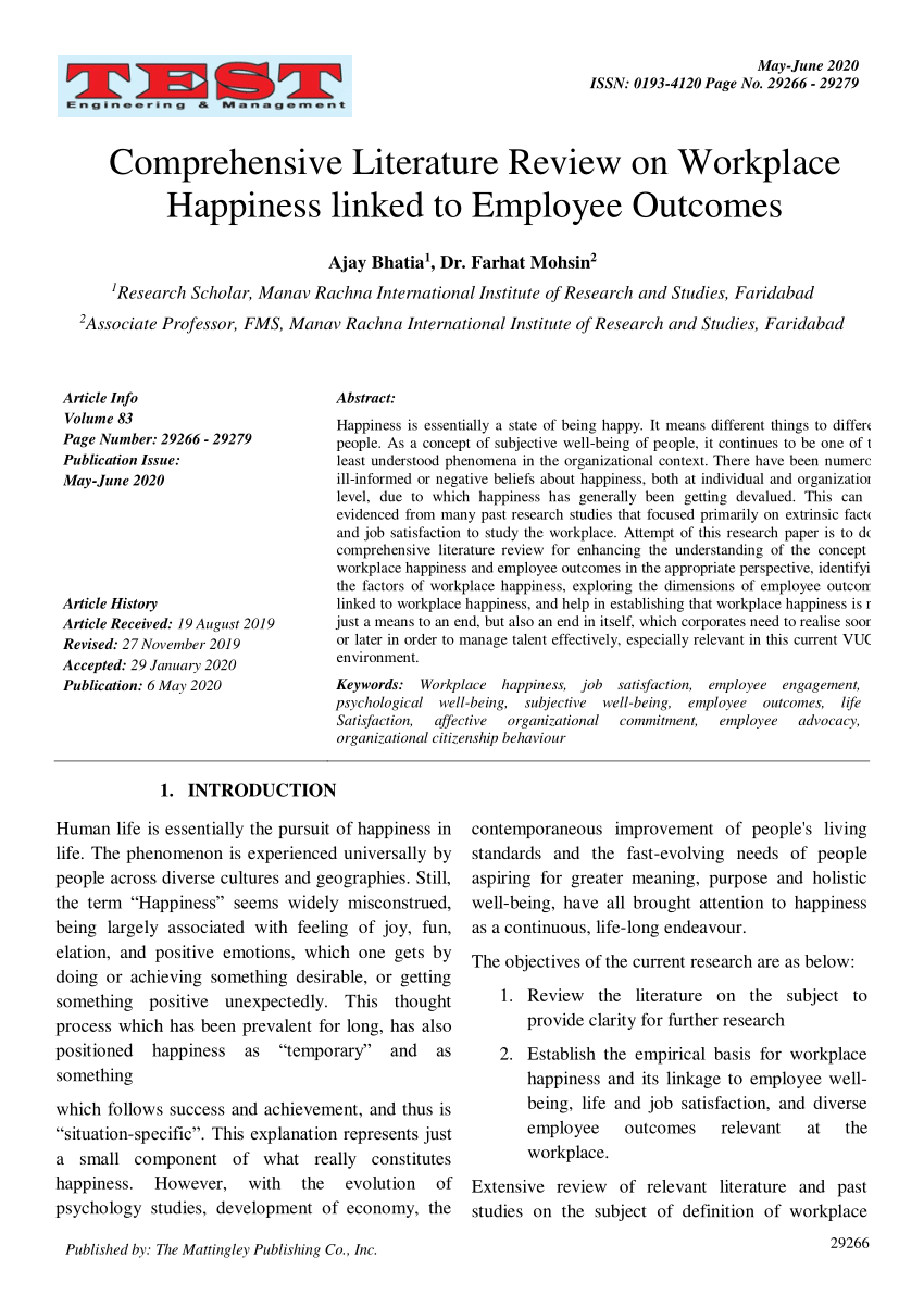 literature review on happiness