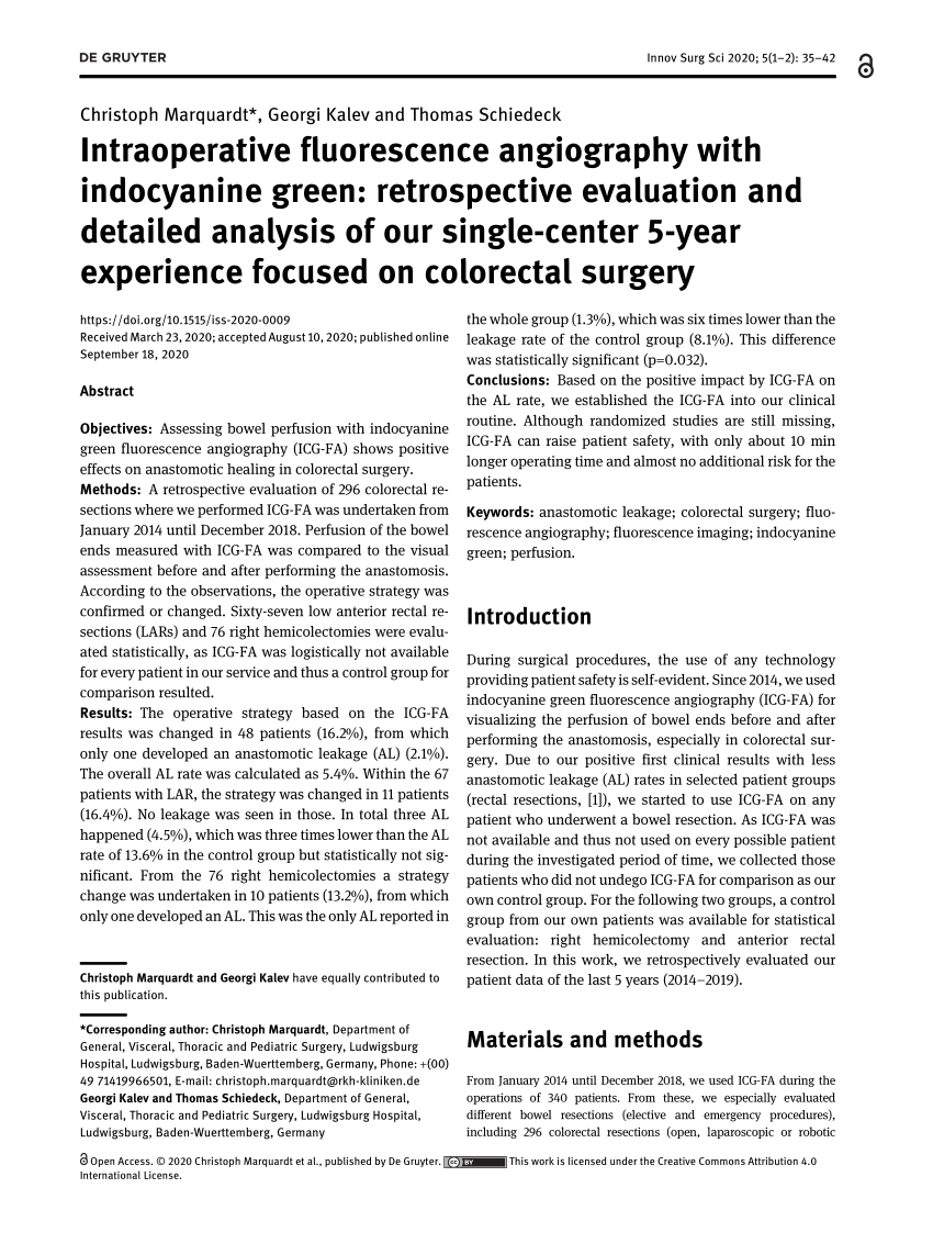 PDF Intraoperative fluorescence angiography with indocyanine  