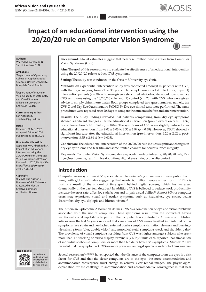 research study on computer vision syndrome