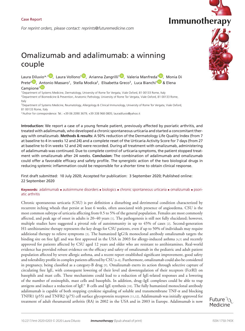 PDF Omalizumab and adalimumab a winning couple 