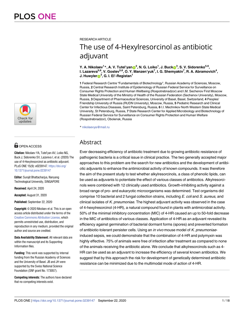 (PDF) The use of 4Hexylresorcinol as antibiotic adjuvant