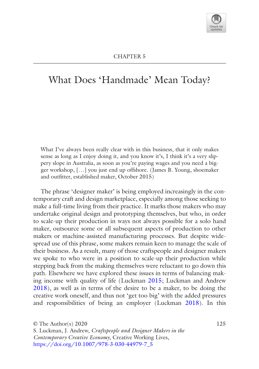 (PDF) What Does ‘Handmade’ Mean Today?