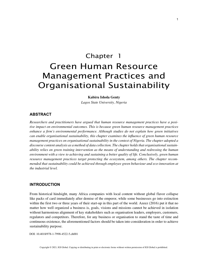 thesis on green human resource management practices