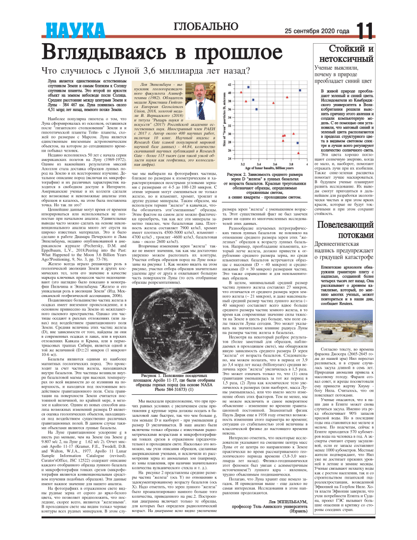 Pdf What Happened To The Moon 3 6 Billion Years Ago In Russian