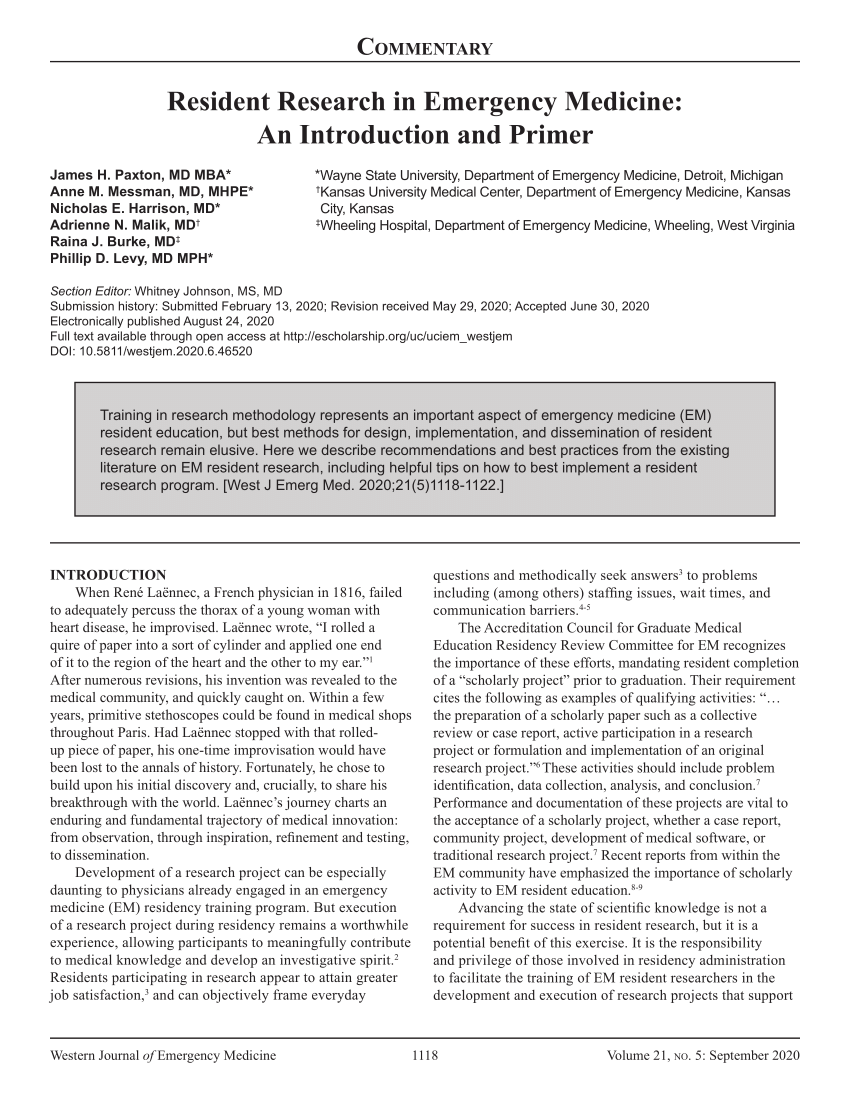 topics for research in emergency medicine