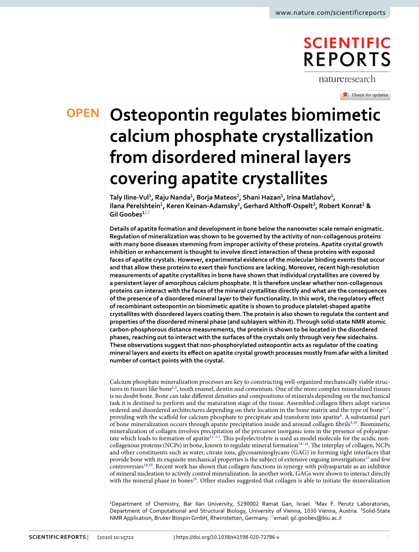 PDF) Osteopontin regulates biomimetic calcium phosphate