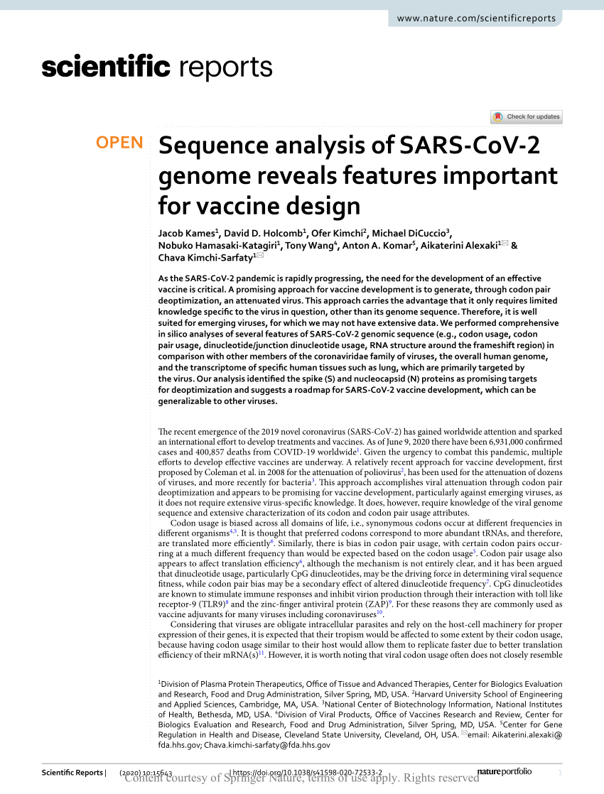 PDF) Sequence analysis of SARS-CoV-18 genome reveals features