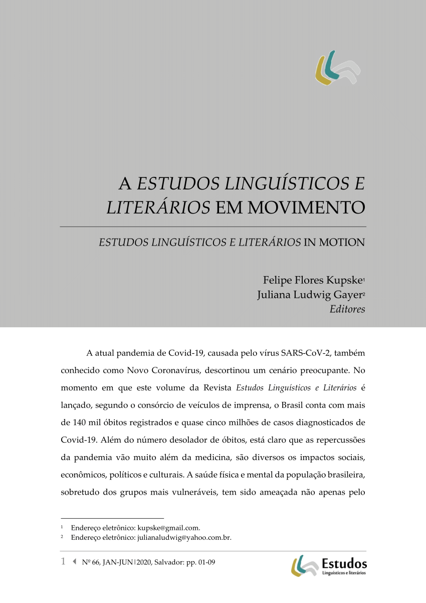 Programa de Pós-graduação de Estudos Linguísticos e Literários em