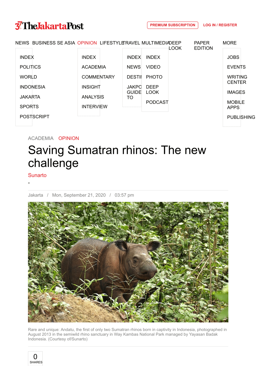 PDF) Saving Sumatran Rhinos: The New Challenge