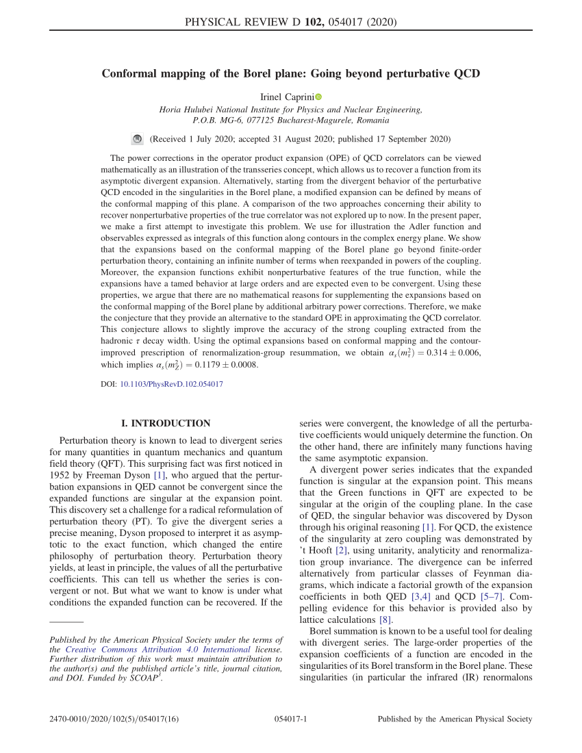 Pdf Conformal Mapping Of The Borel Plane Going Beyond Perturbative Qcd