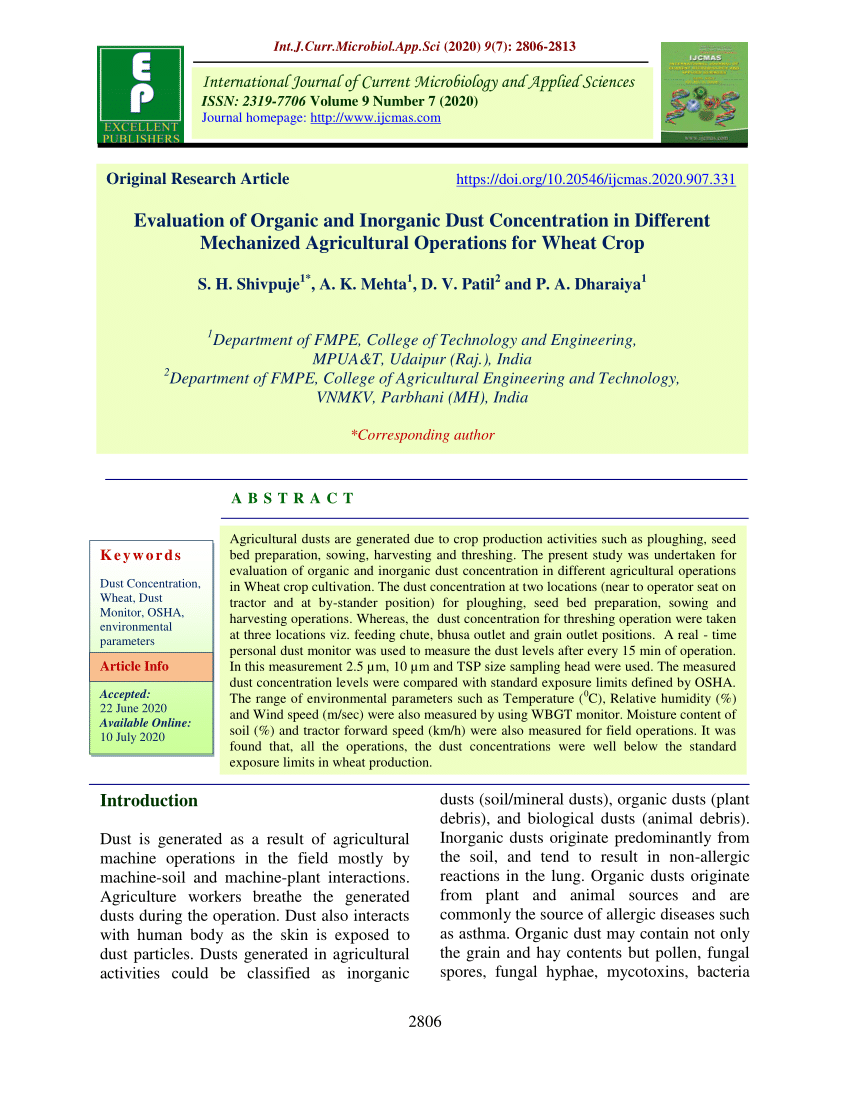 Organic vs inorganic dust