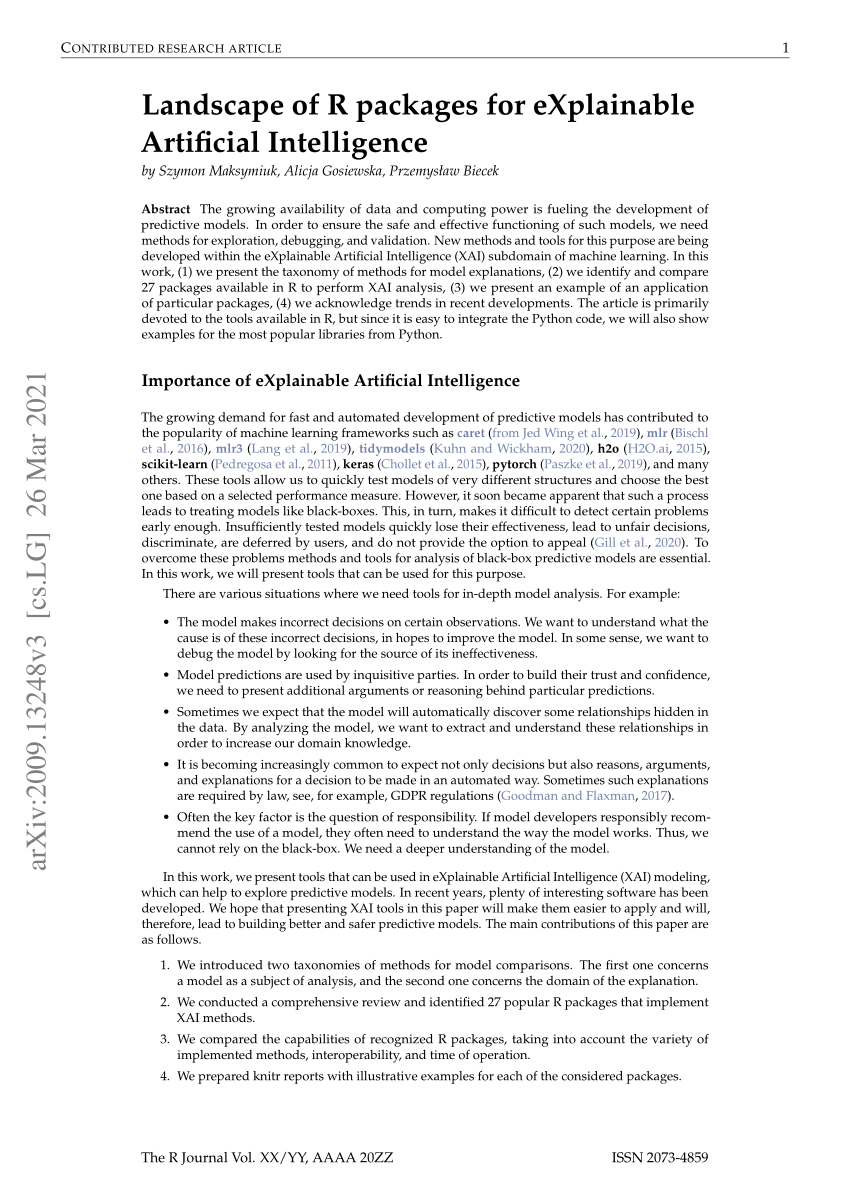 Pdf Landscape Of R Packages For Explainable Artificial Intelligence