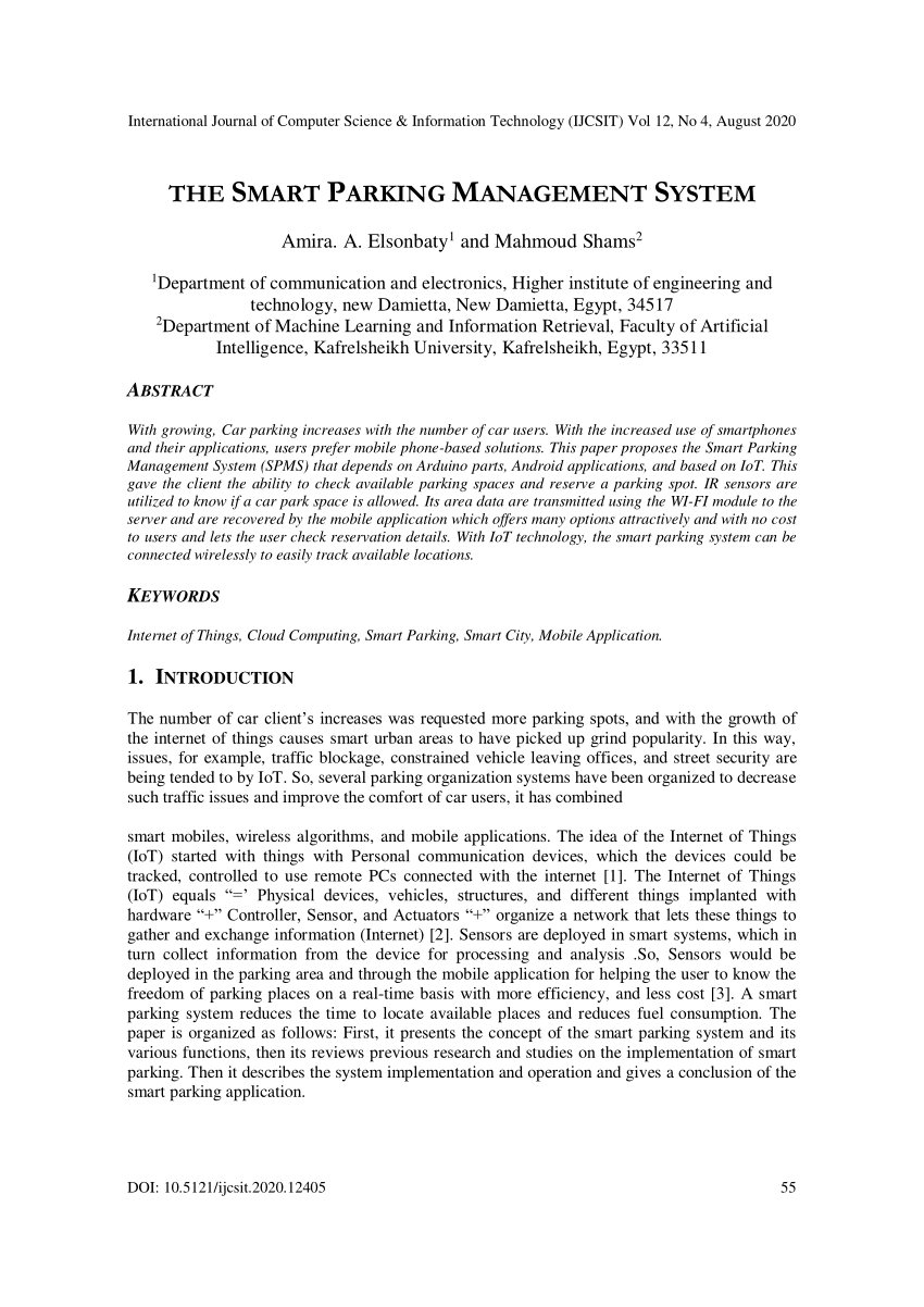 research paper on parking management