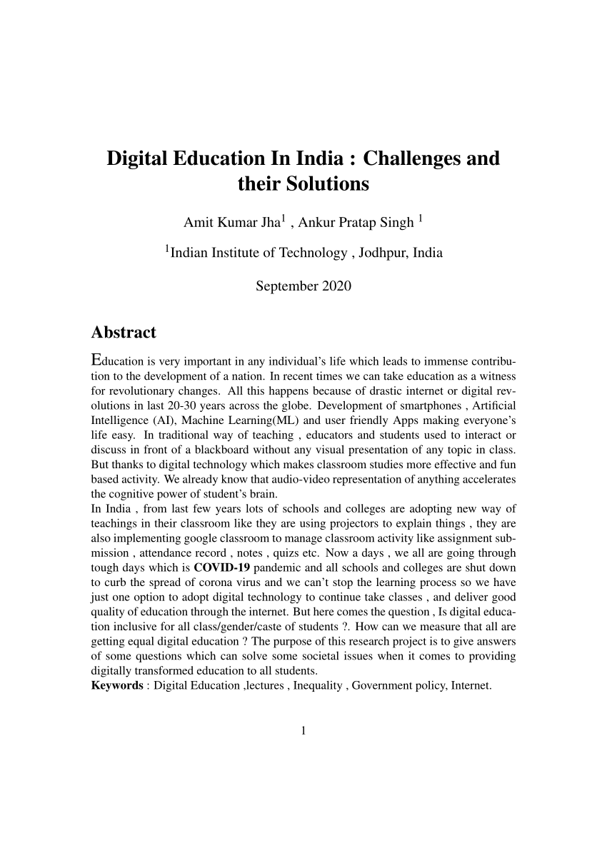 research paper on digitalisation in india