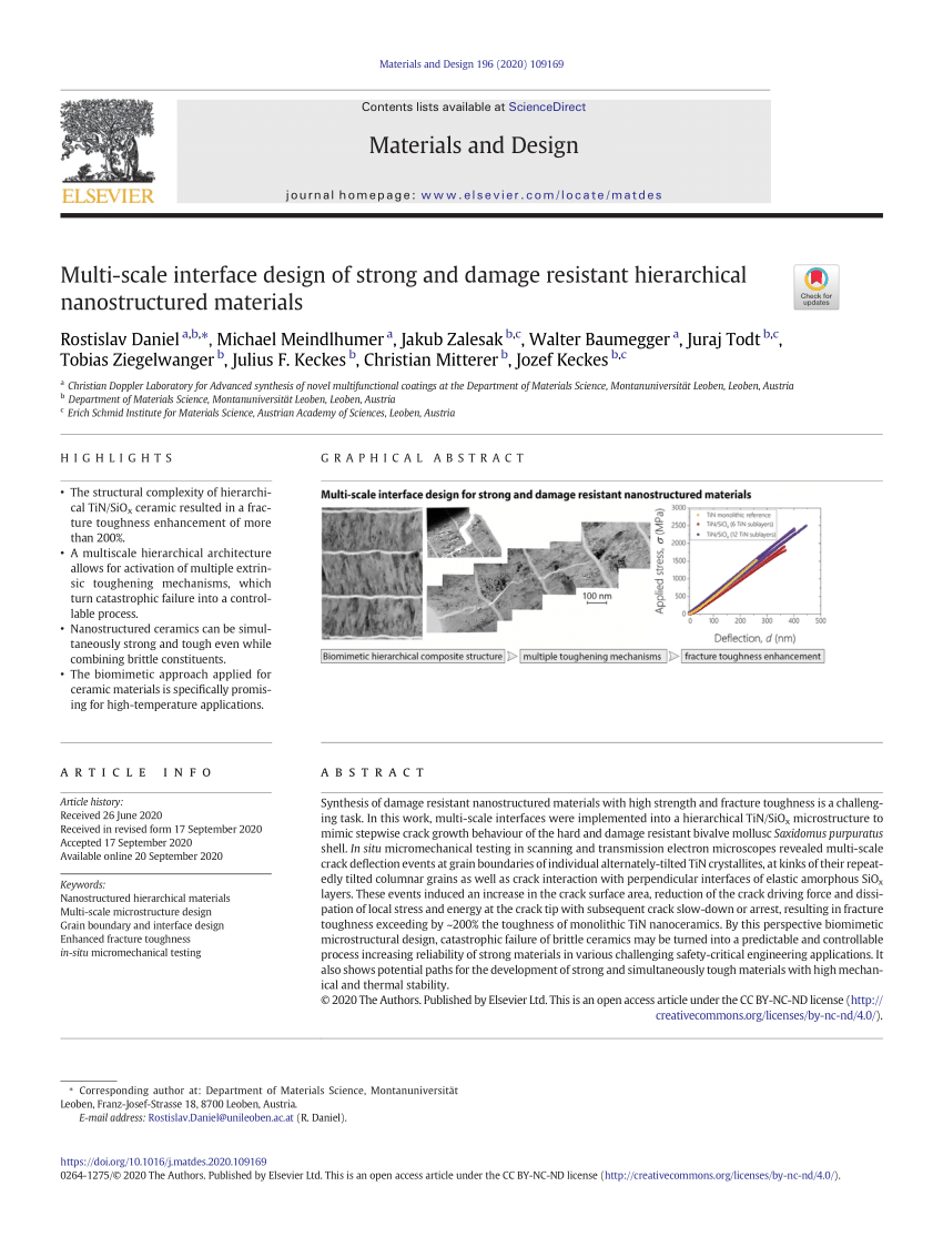 Pdf Multi Scale Interface Design Of Strong And Damage Resistant Hierarchical Nanostructured Materials