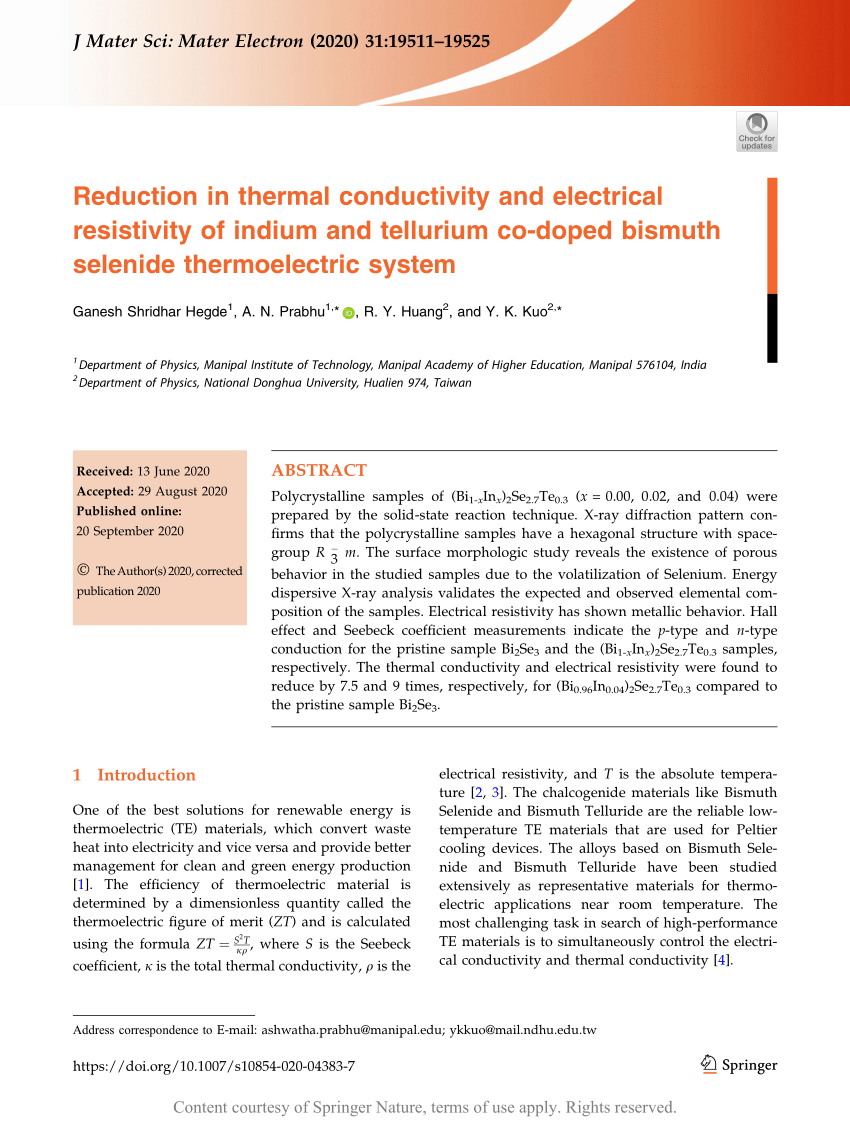 PDF) Reduction in thermal conductivity and electrical resistivity 
