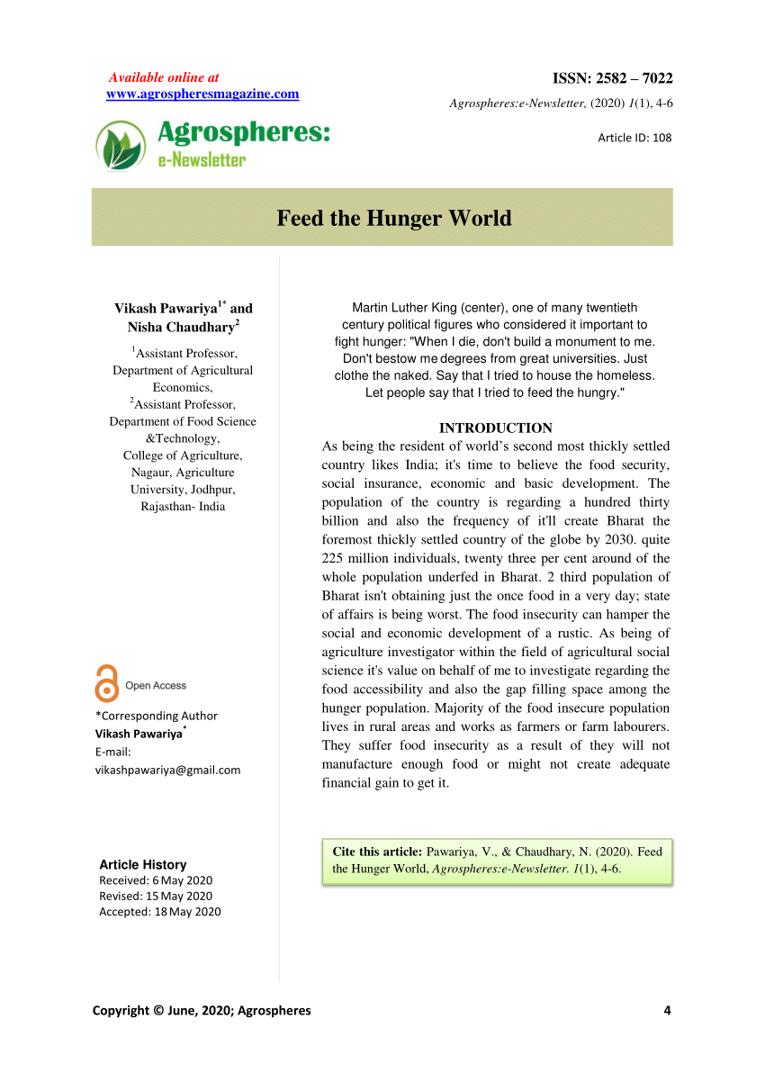 world hunger essay pdf