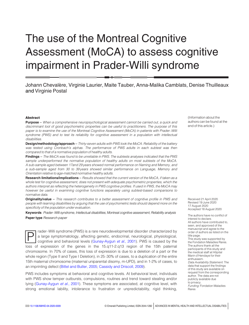 moca score mild cognitive impairment