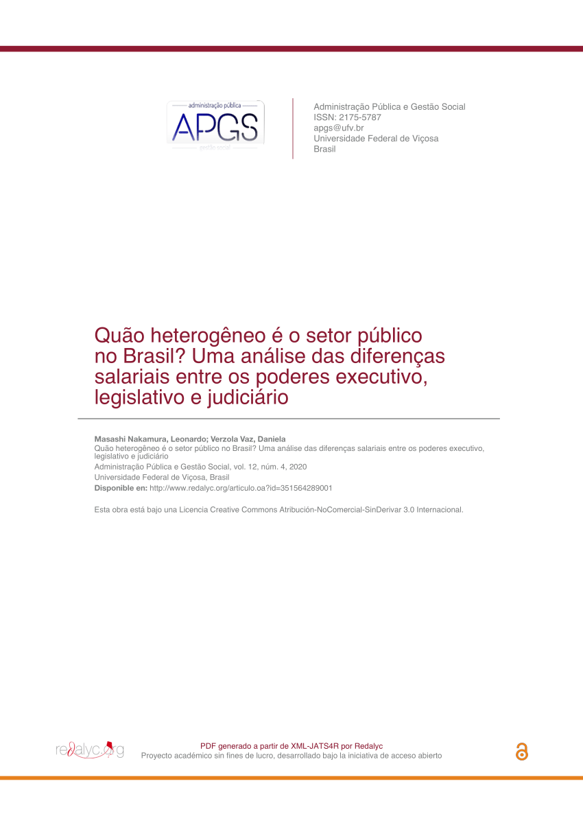 PDF) Quão heterogêneo é o setor público no Brasil? Uma análise das  diferenças salariais entre os poderes executivo, legislativo e judiciário.