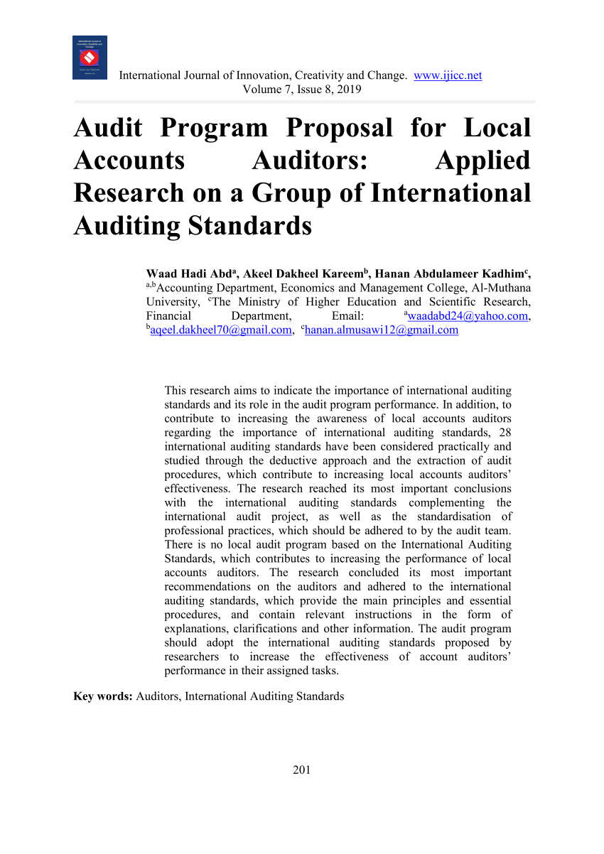 example of research proposal in auditing