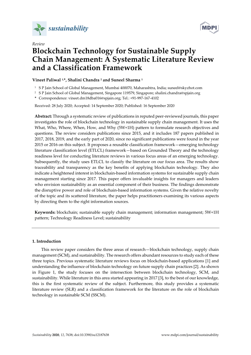 sustainable supply chain management literature review trends and framework