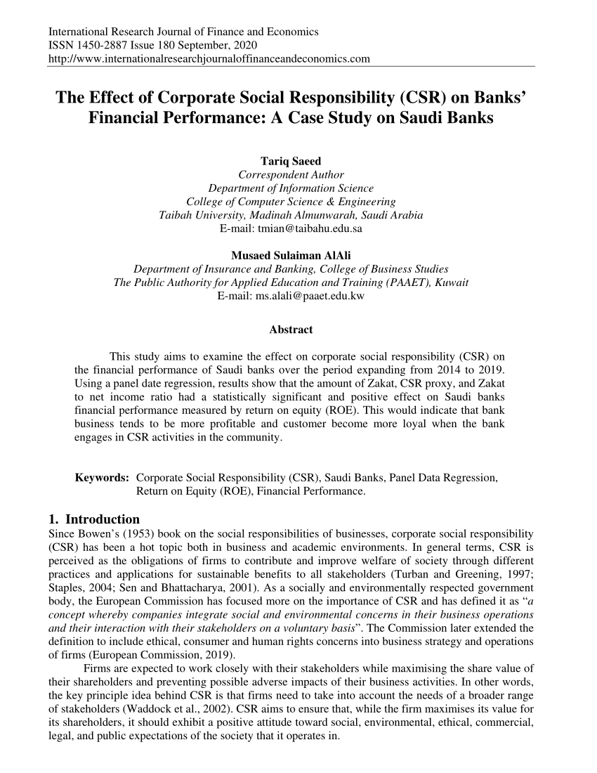 literature review on csr and financial performance
