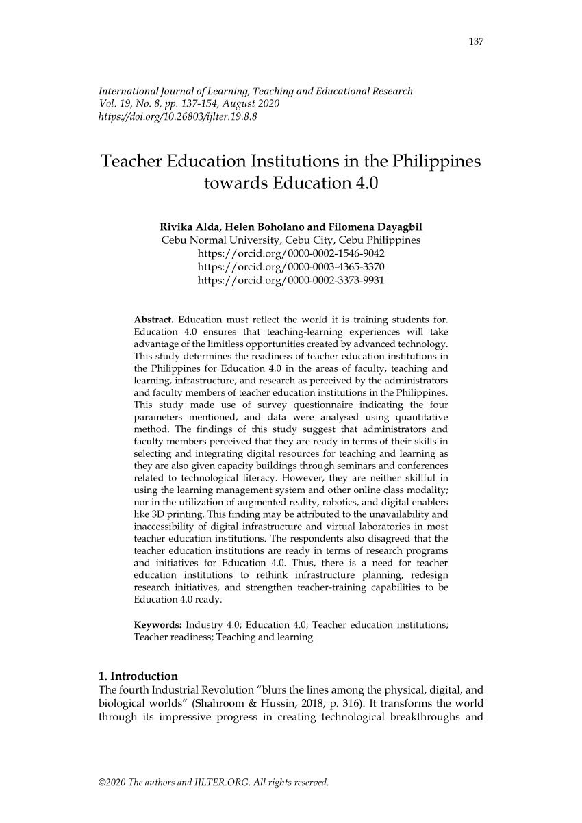 (PDF) Teacher Education Institutions in the Philippines ...