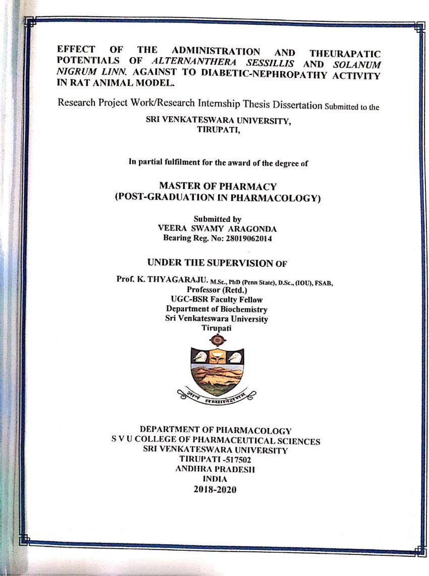 m pharm thesis in pharmaceutical chemistry