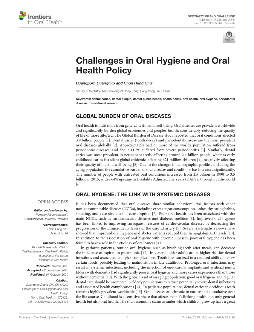 oral health hygiene research paper