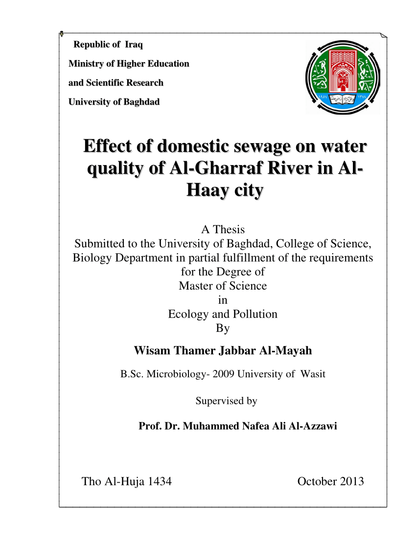 (PDF) Effect of domestic sewage on water quality