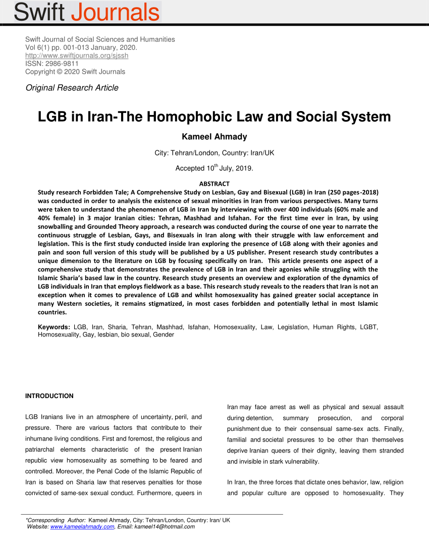 PDF) LGBT in Iran- The Homophobic Law and Social System in Iran