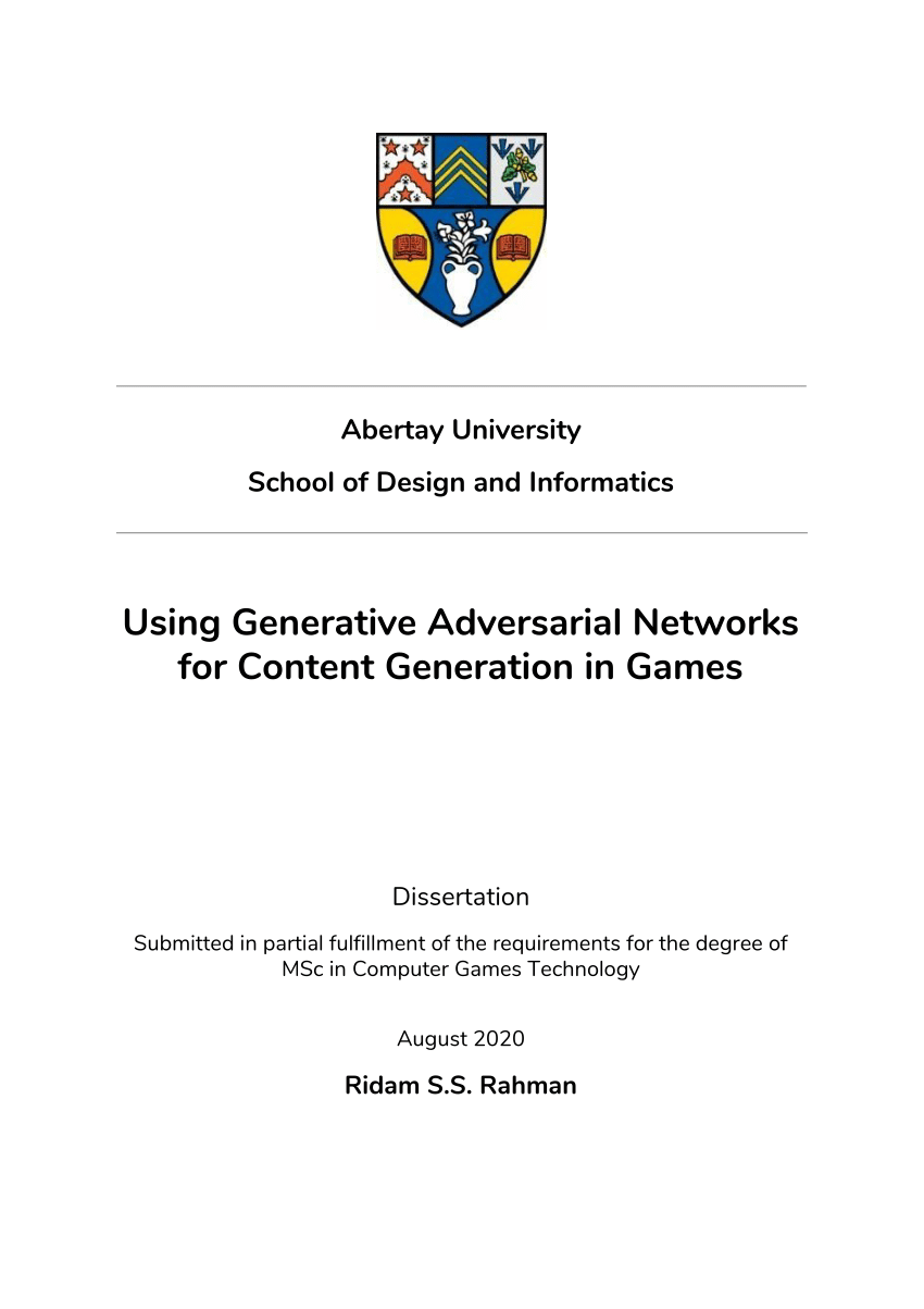 Pdf Using Generative Adversarial Networks For Content Generation In Games