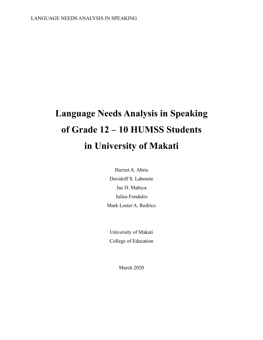 research title about humss students