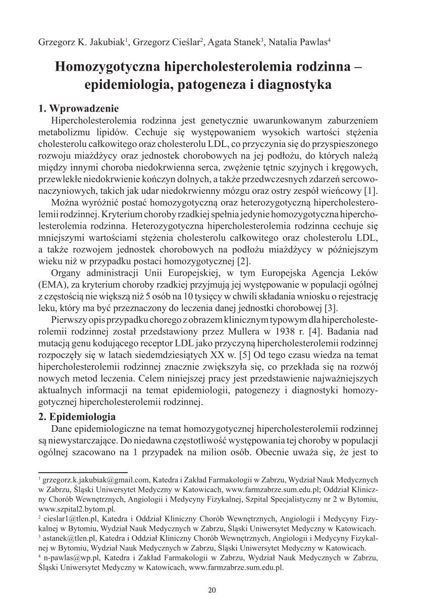 Pdf Homozygotyczna Hipercholesterolemia Rodzinna Epidemiologia Patogeneza I Diagnostyka 1375