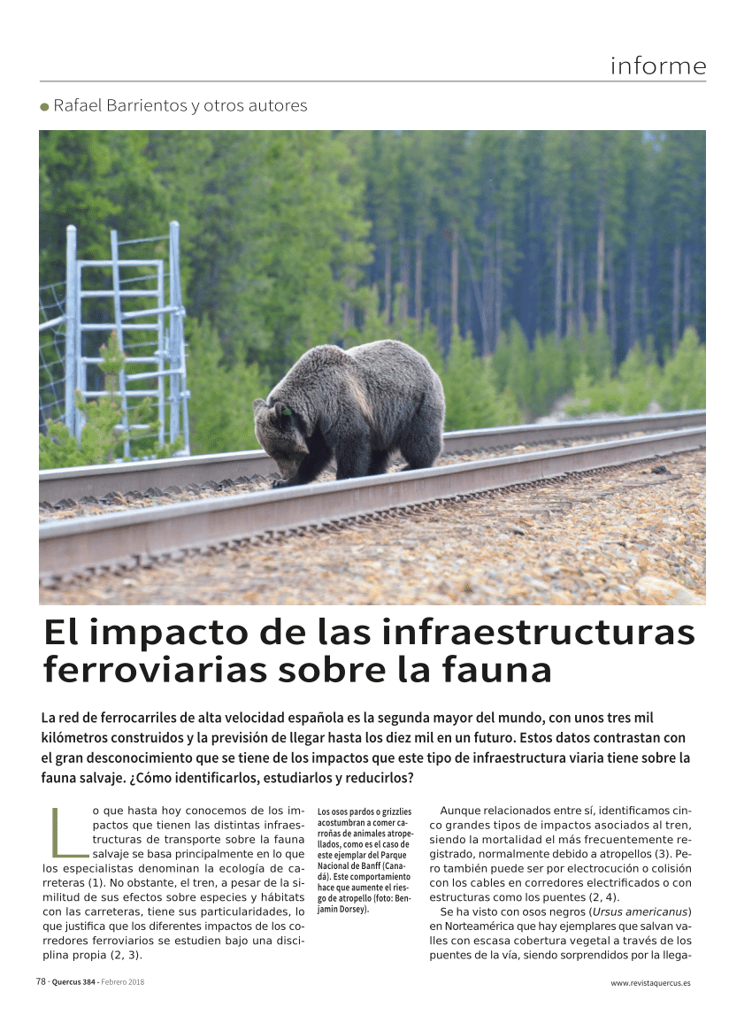 PDF) El impacto de las infraestructuras ferroviarias sobre la fauna