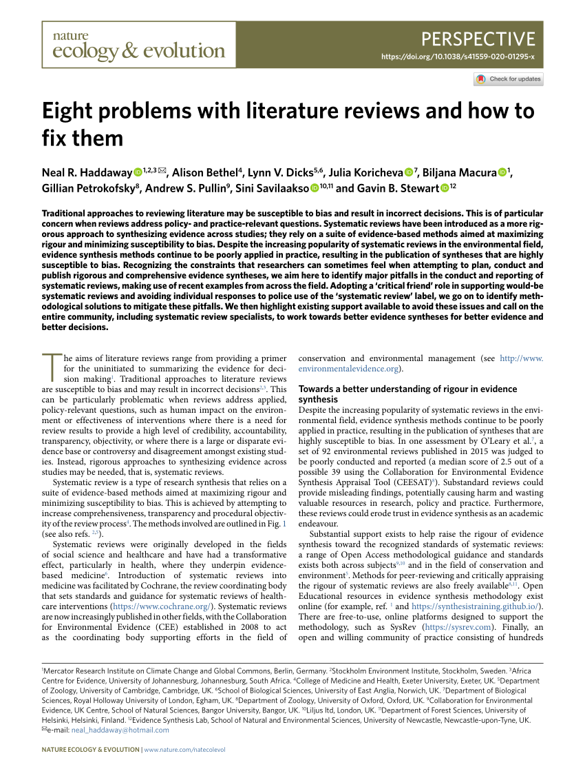 problems literature review