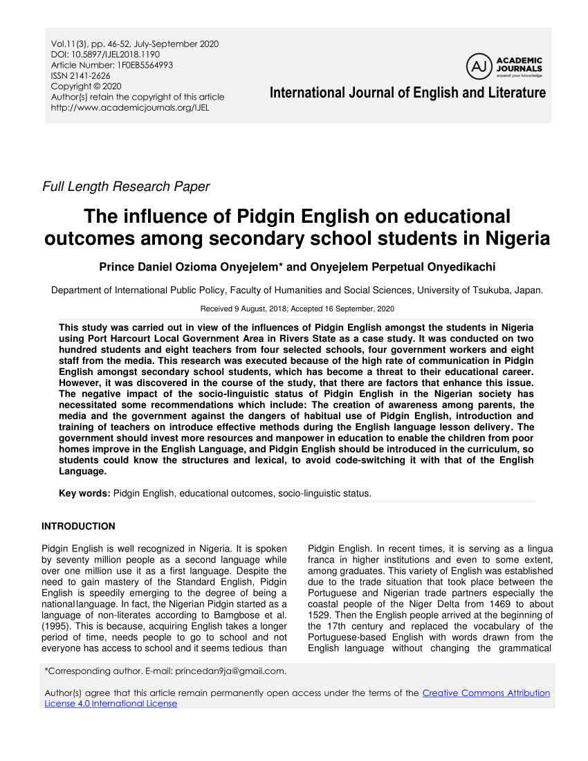 literature review on pidgin english pdf