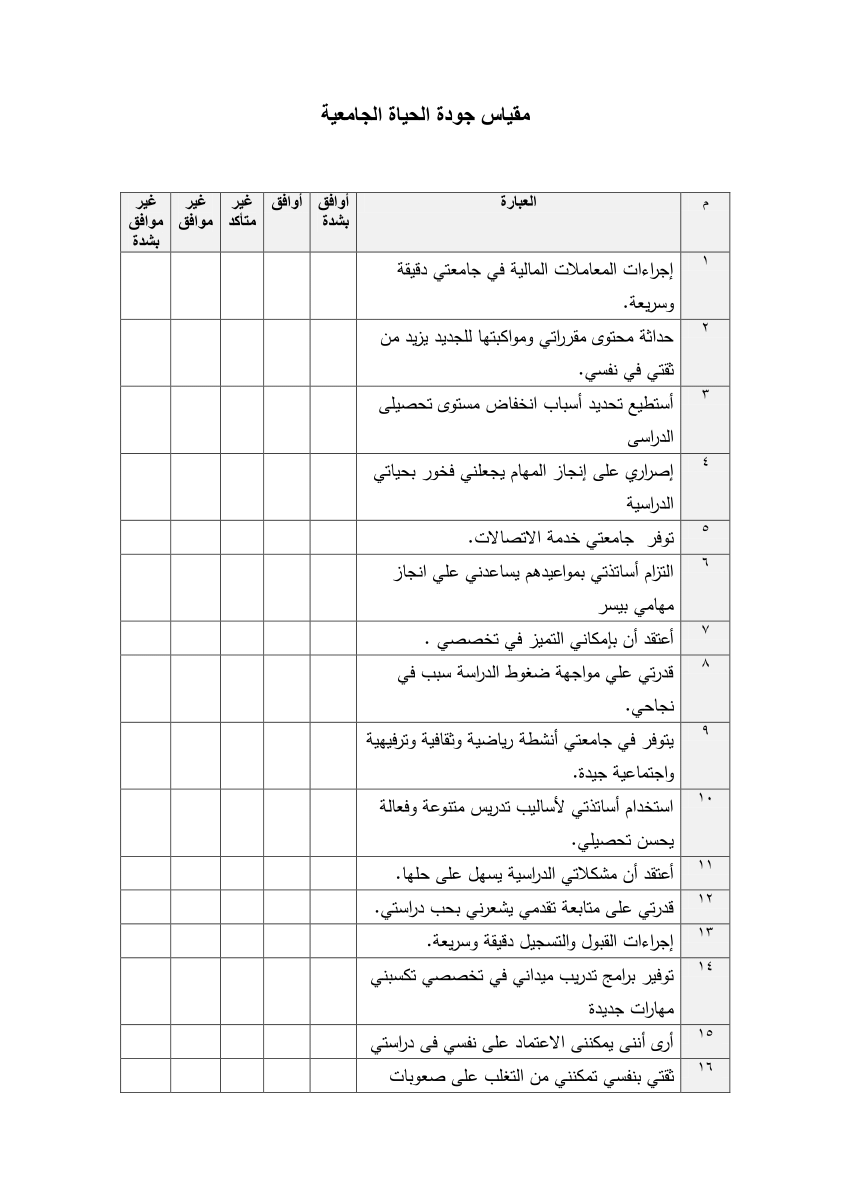 Pdf ‫جودة الحياة الجامعية المفهوم والقياس 4015